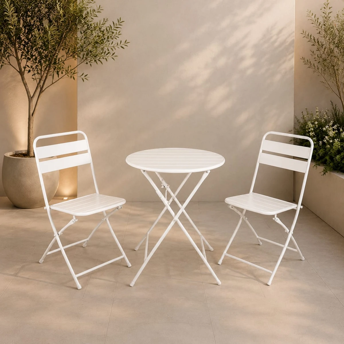 طقم كرسيين وطاولة حديد CCT722 WHITE