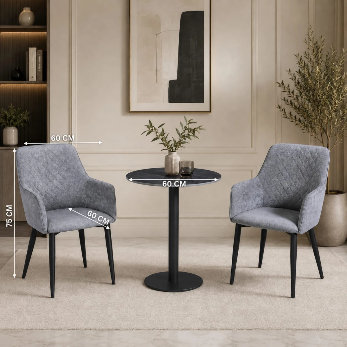 طقم كرسيين و طاولة 1+2 TS-02 GREY/BLACK