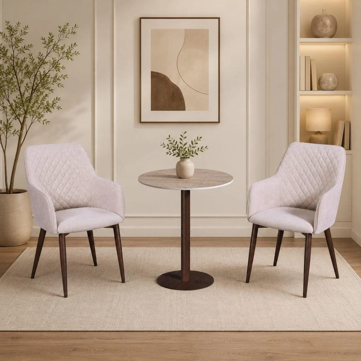 طقم كرسيين و طاولة 1+2 TS-02 WOOD/BROWN