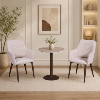 طقم كرسيين و طاولة 1+2 TS-02 WOOD/BROWN