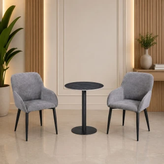 طقم كرسيين و طاولة 1+2 TS-03 GREY/BLACK