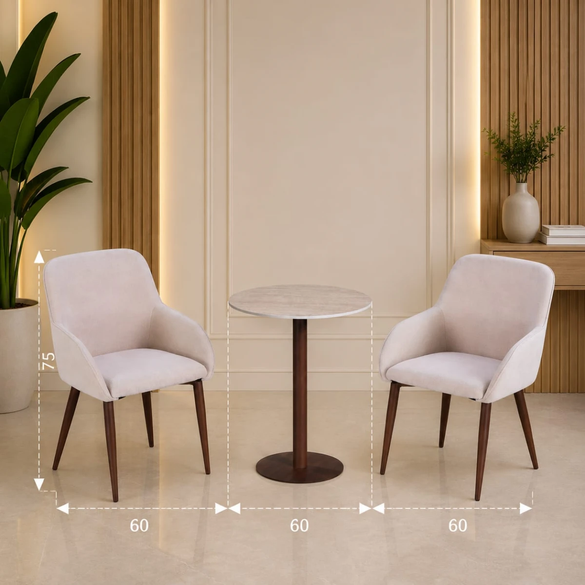 طقم كرسيين و طاولة 1+2 TS-03 WOOD/BROWN