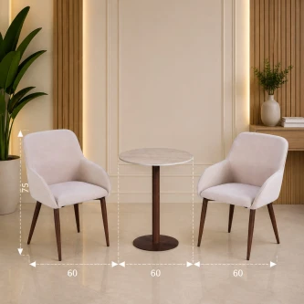 طقم كرسيين و طاولة 1+2 TS-03 WOOD/BROWN