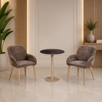 طقم كرسيين و طاولة 1+2 TS-03 BROWN/WOOD