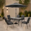 طاوله طعام مع مظلة 6 كرسي FH-03-120 DARK GREY
