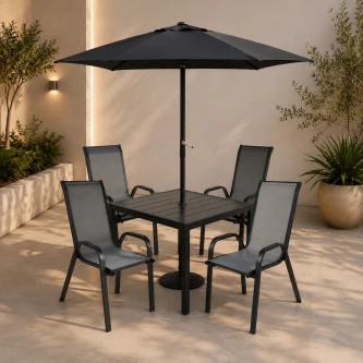 طاوله طعام مع مظله 4 كرسي AMS1839-U240 BLACK