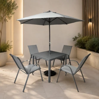 طاوله طعام مع مظله 4 كرسي AMS1839-U240 GREY