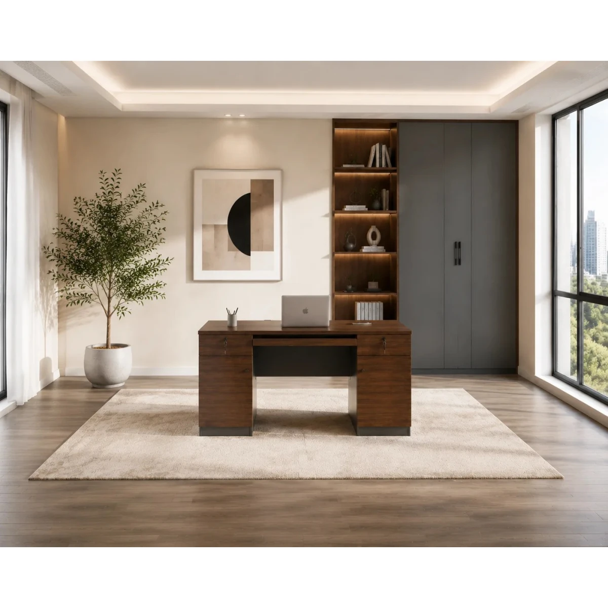مكتب مقاس 1.40 OT-6604 D.BROWN ( d.eucalyptus)