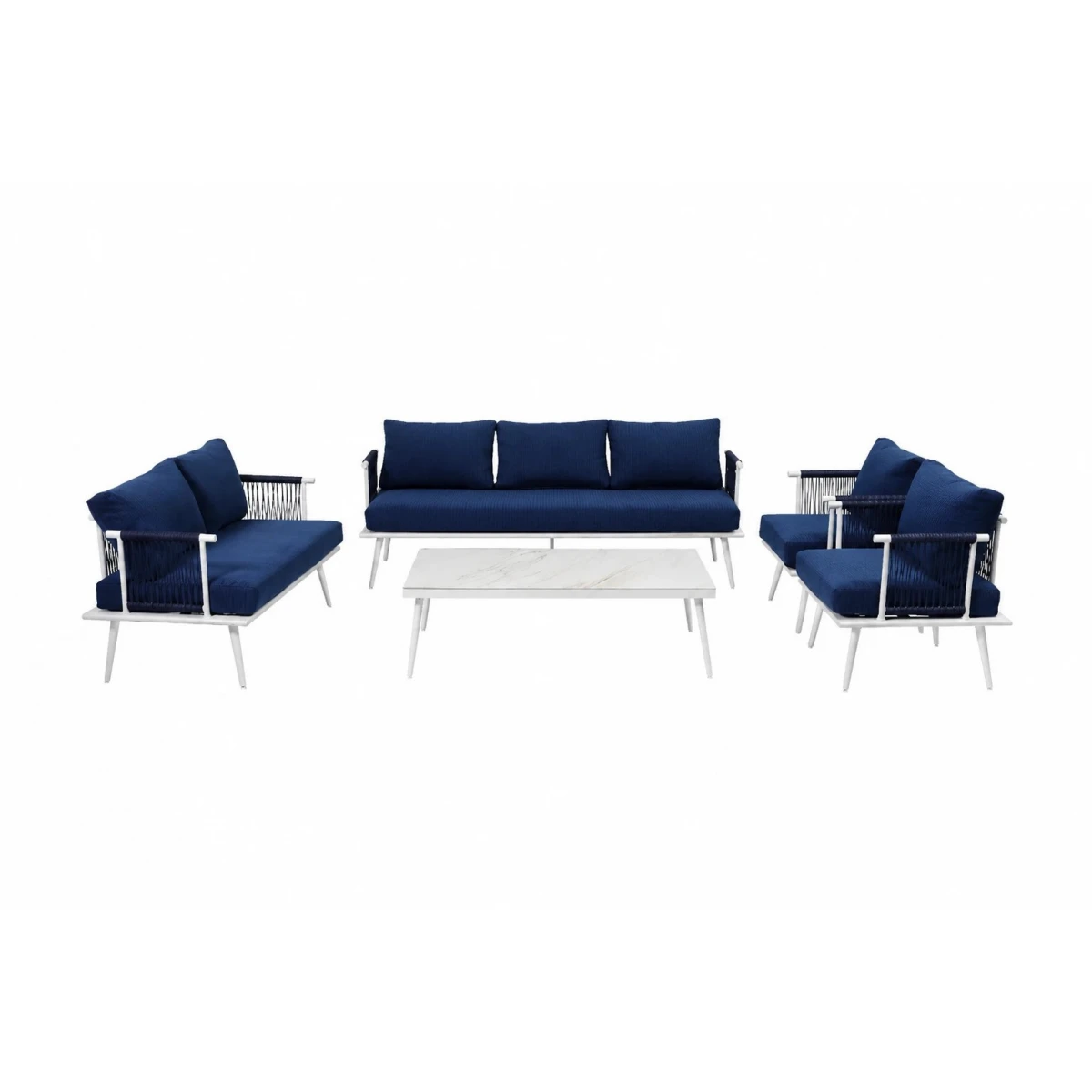طقم كنب المنيوم 7 شخص 211073 WHITE BLUE