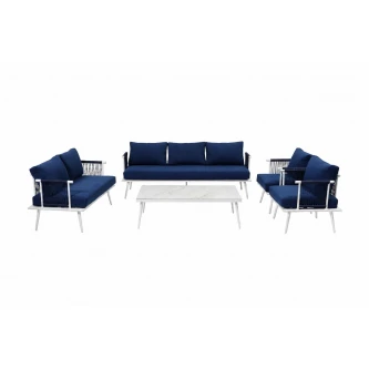 طقم كنب المنيوم 7 شخص 211073 WHITE BLUE