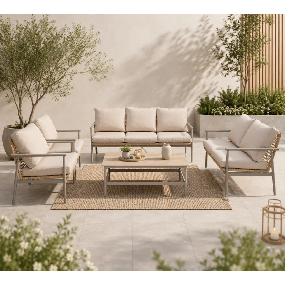 طقم كنب خارجي 7 شخص KZ-1006 BEIGE