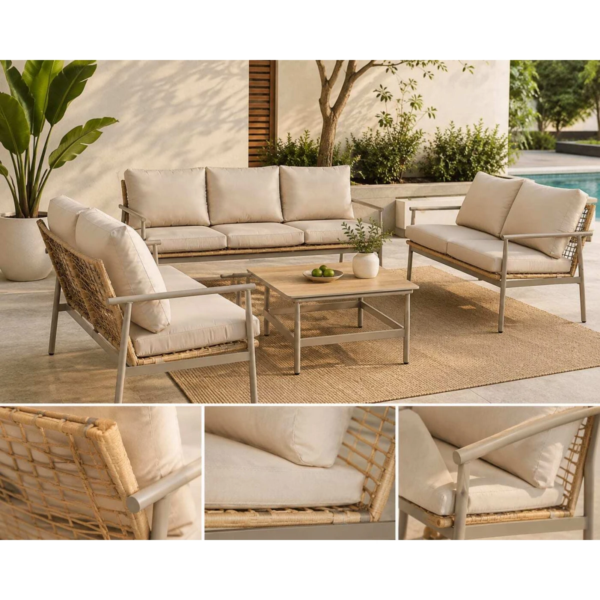 طقم كنب خارجي 7 شخص KZ-1006 BEIGE