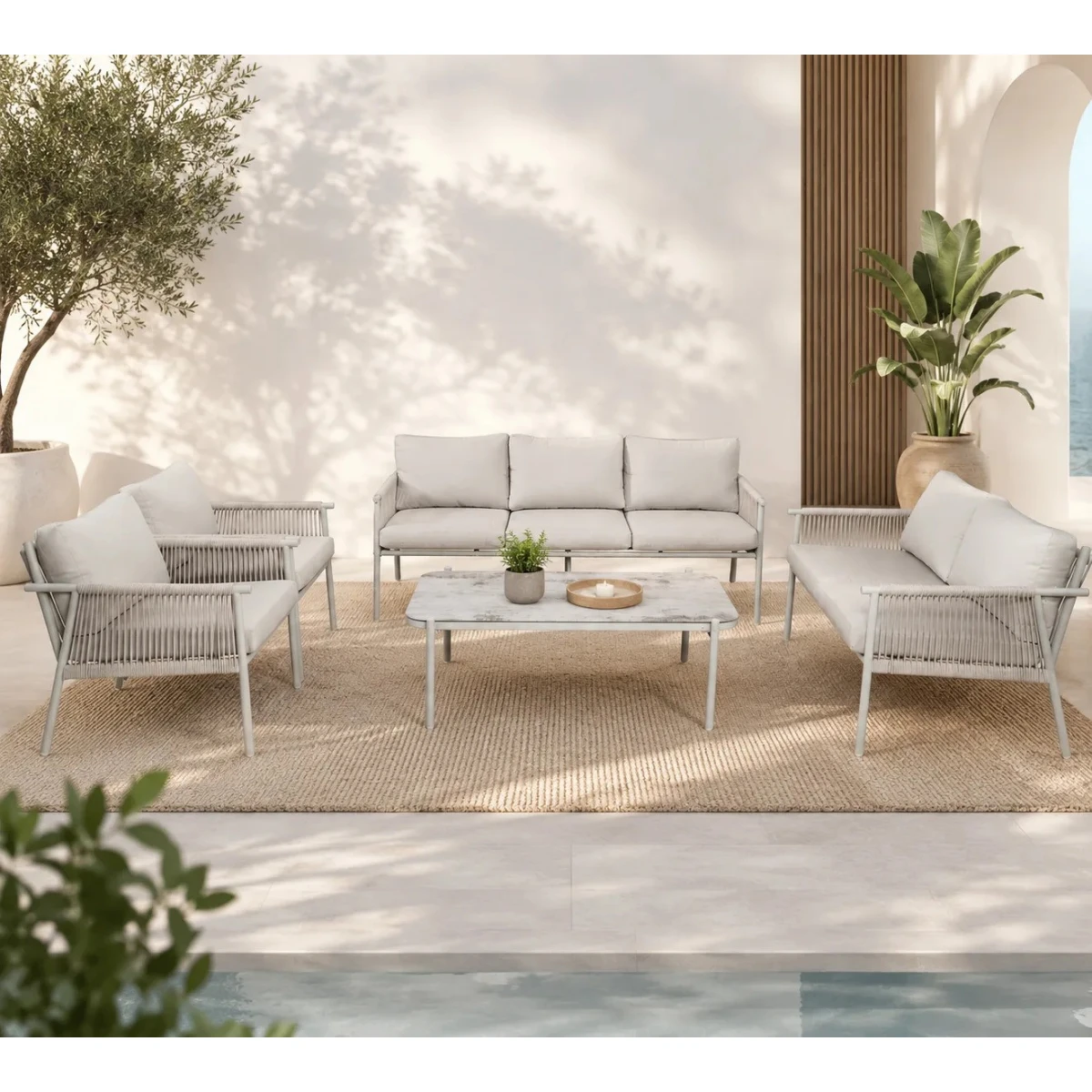 طقم كنب خارجي 7 شخص KZ-1008 LIGHT GREY