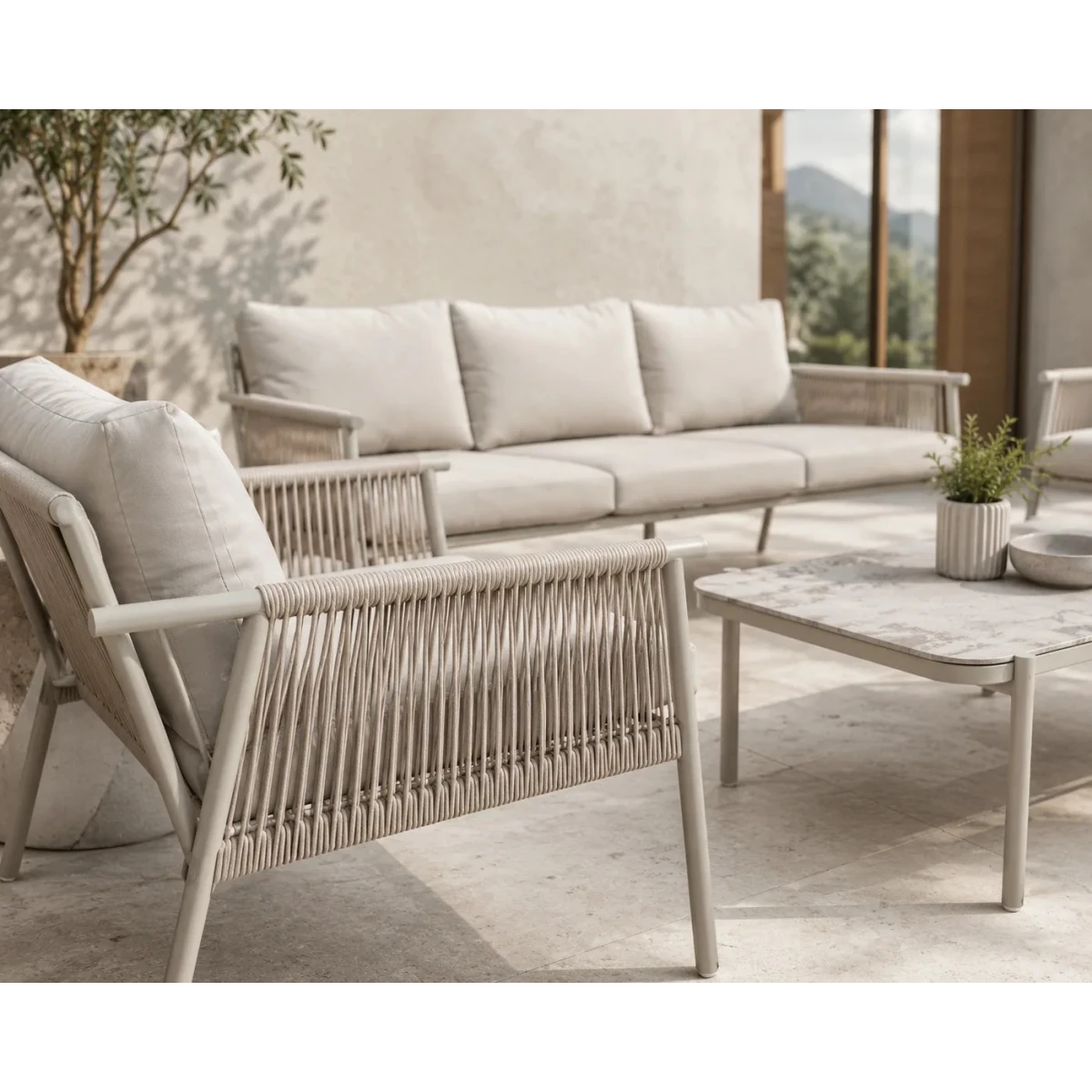 طقم كنب خارجي 7 شخص KZ-1008 LIGHT GREY