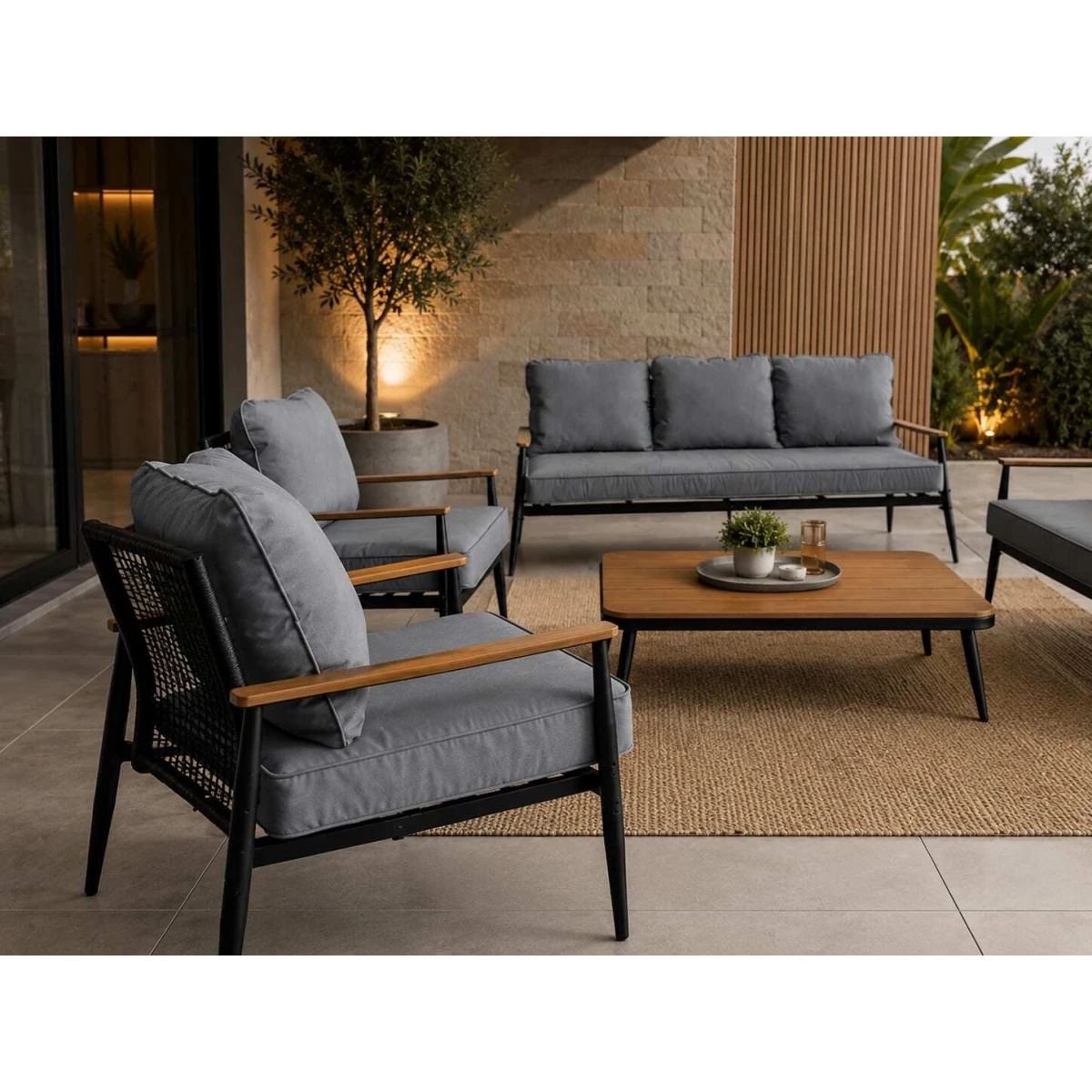 طقم كنب خارجي 7 شخص BLACK&DARK GREY 212347
