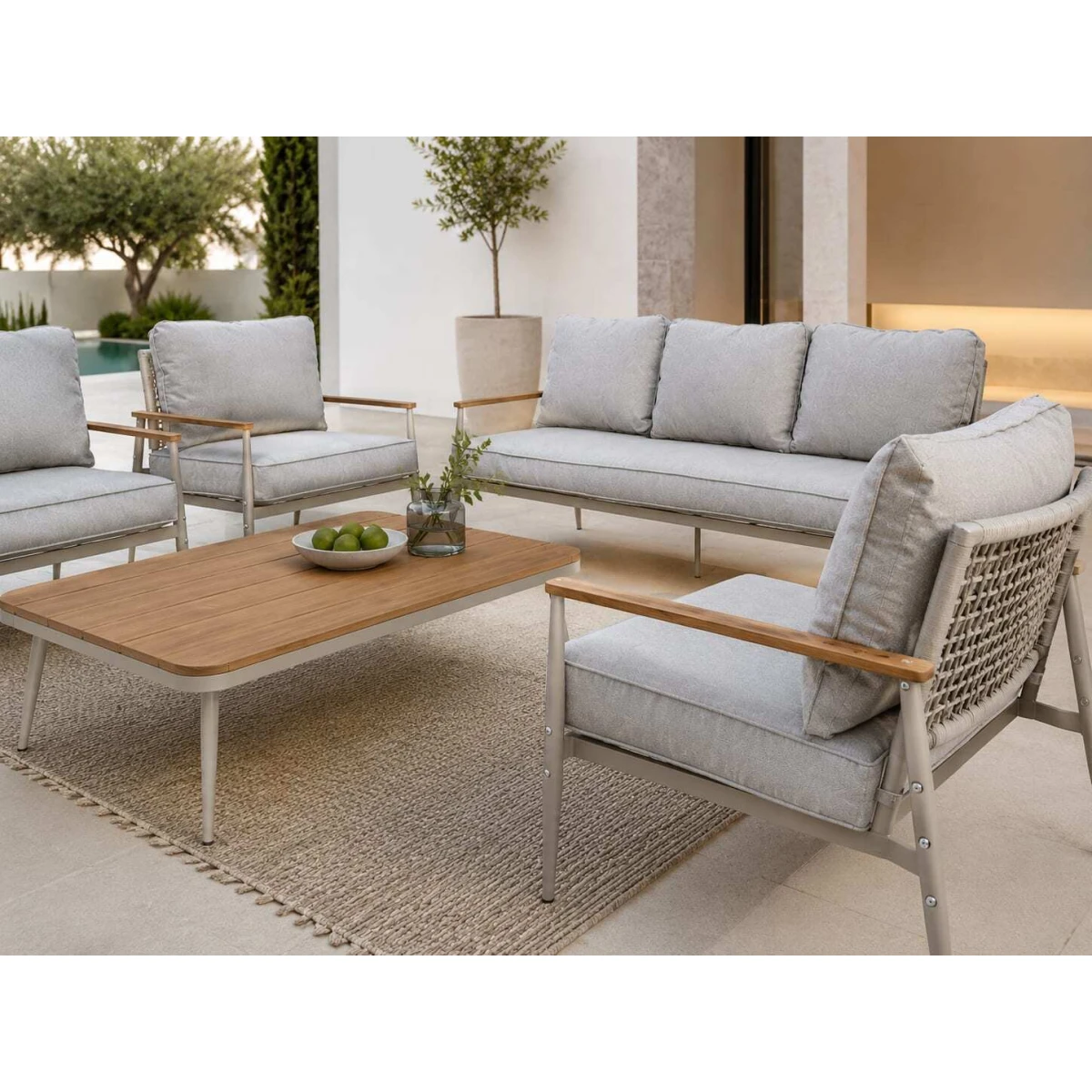 طقم كنب خارجي 7 شخص LIGH GREY 212347