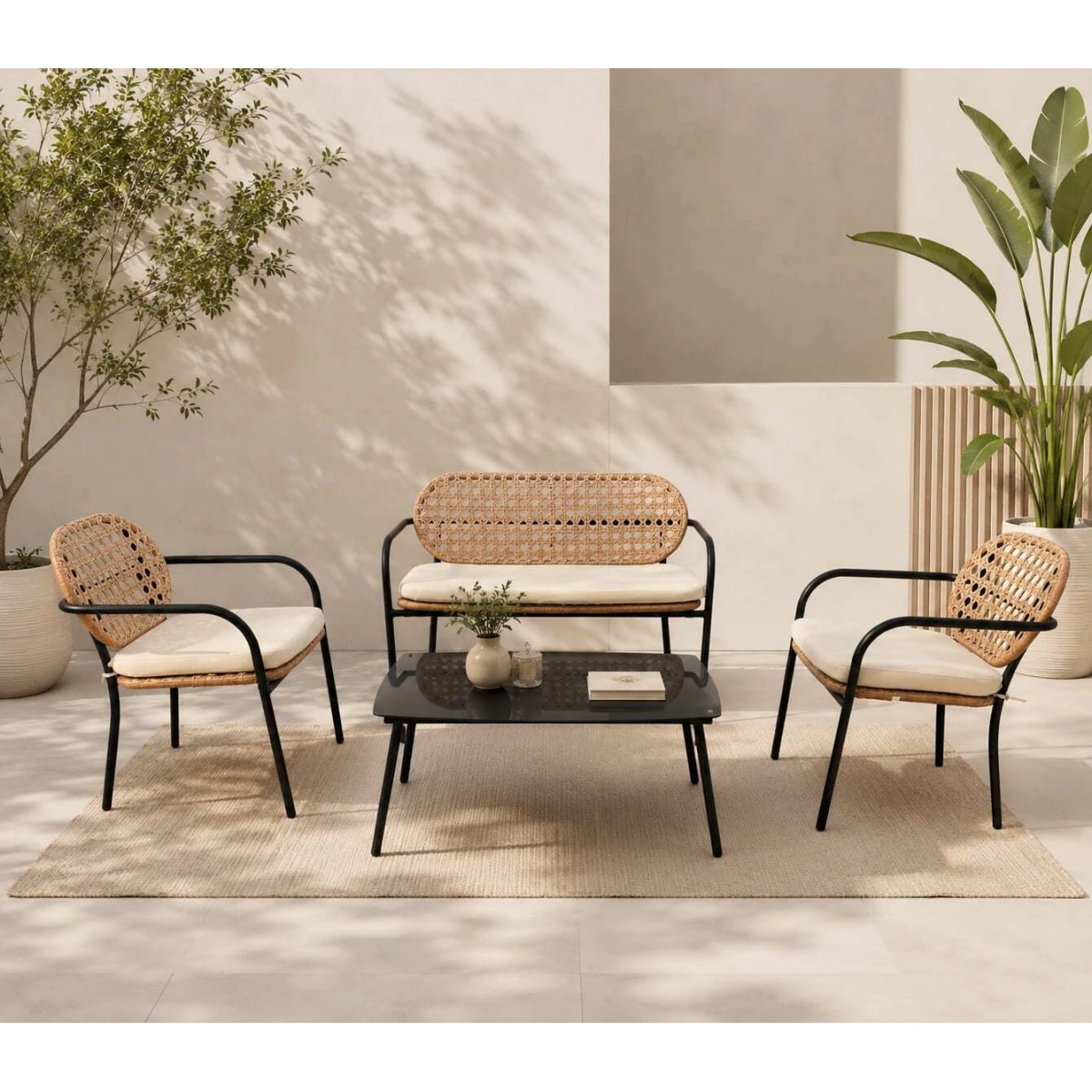 طقم كنب خارجي 4 شخص BLACK &BEIGE 212191
