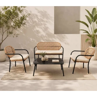 طقم كنب خارجي 4 شخص BLACK &BEIGE 212191