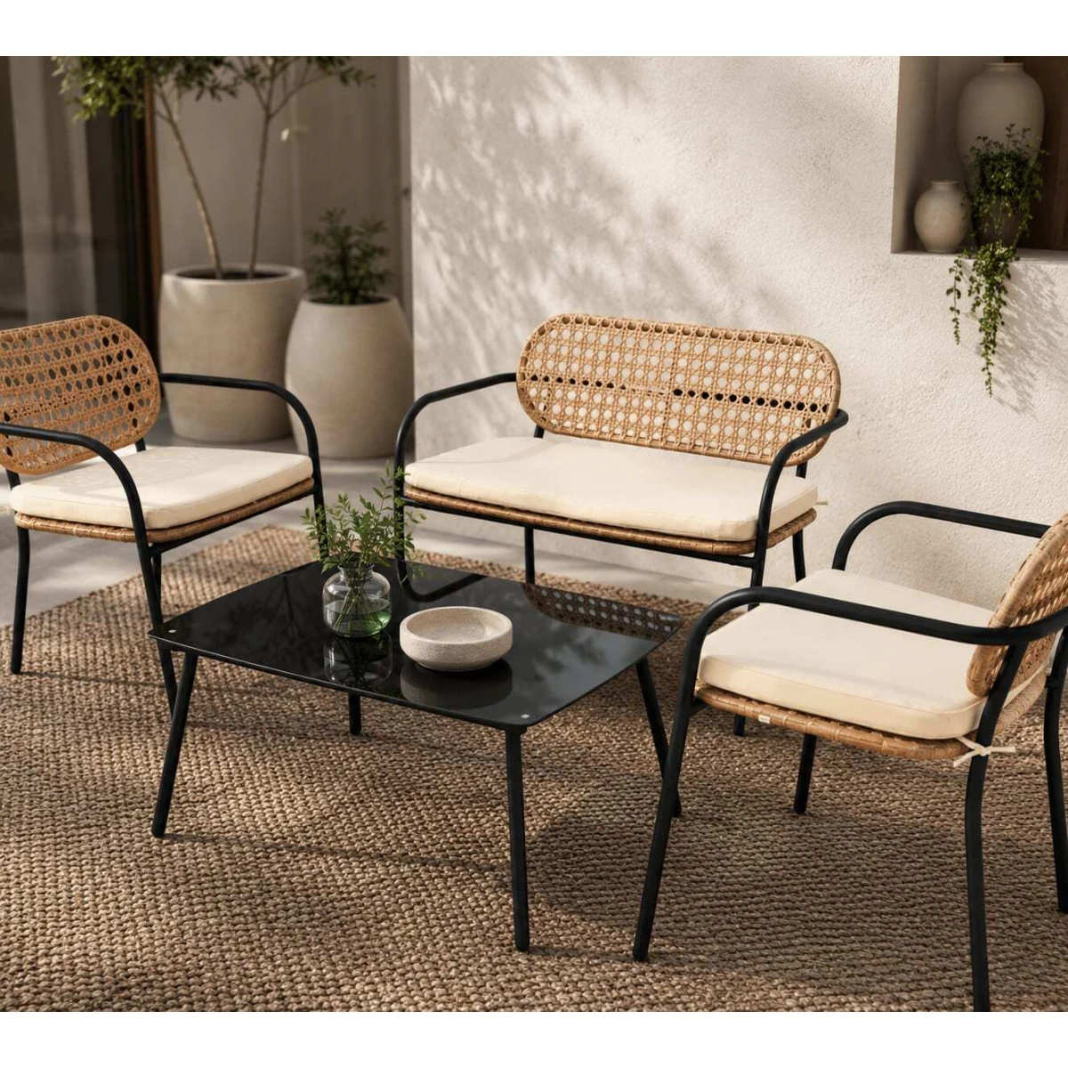 طقم كنب خارجي 4 شخص BLACK &BEIGE 212191
