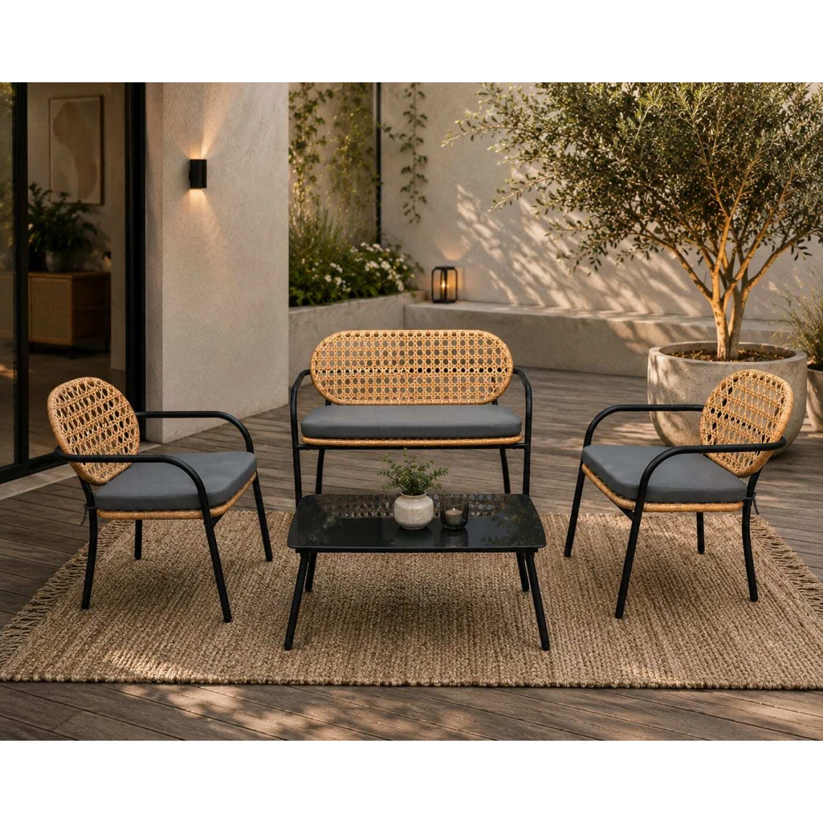 طقم كنب خارجي 4 شخص BLACK &GREY 212191