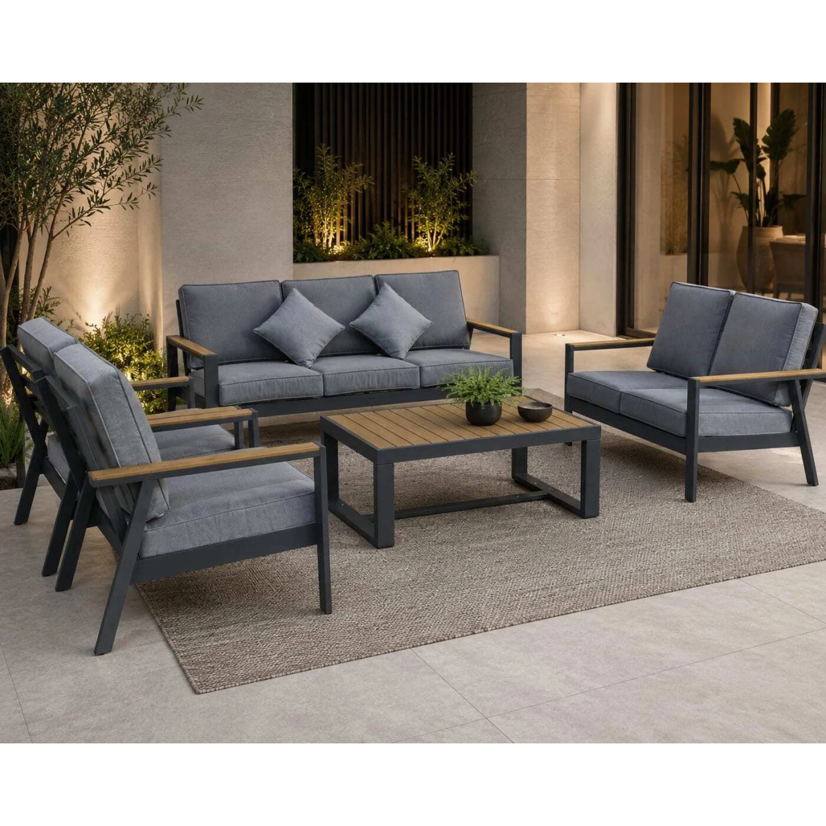 طقم كنب المنيوم 7 شخص KZ-1010 DARK GREY