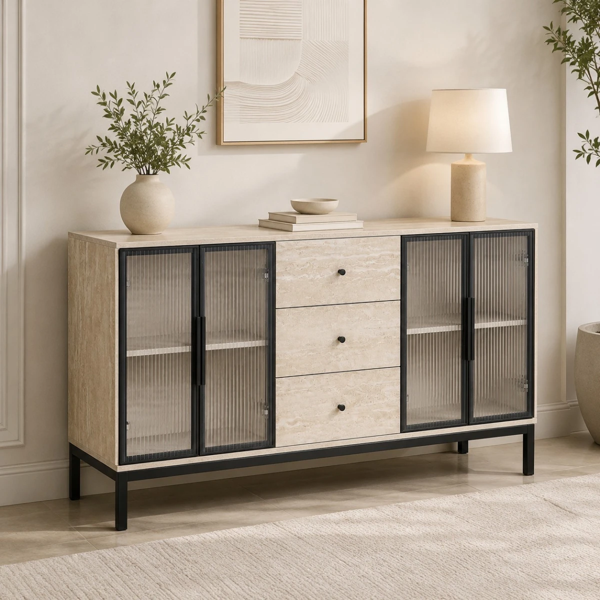 دولاب بوفيه 140 سم Y-001 BEIGE