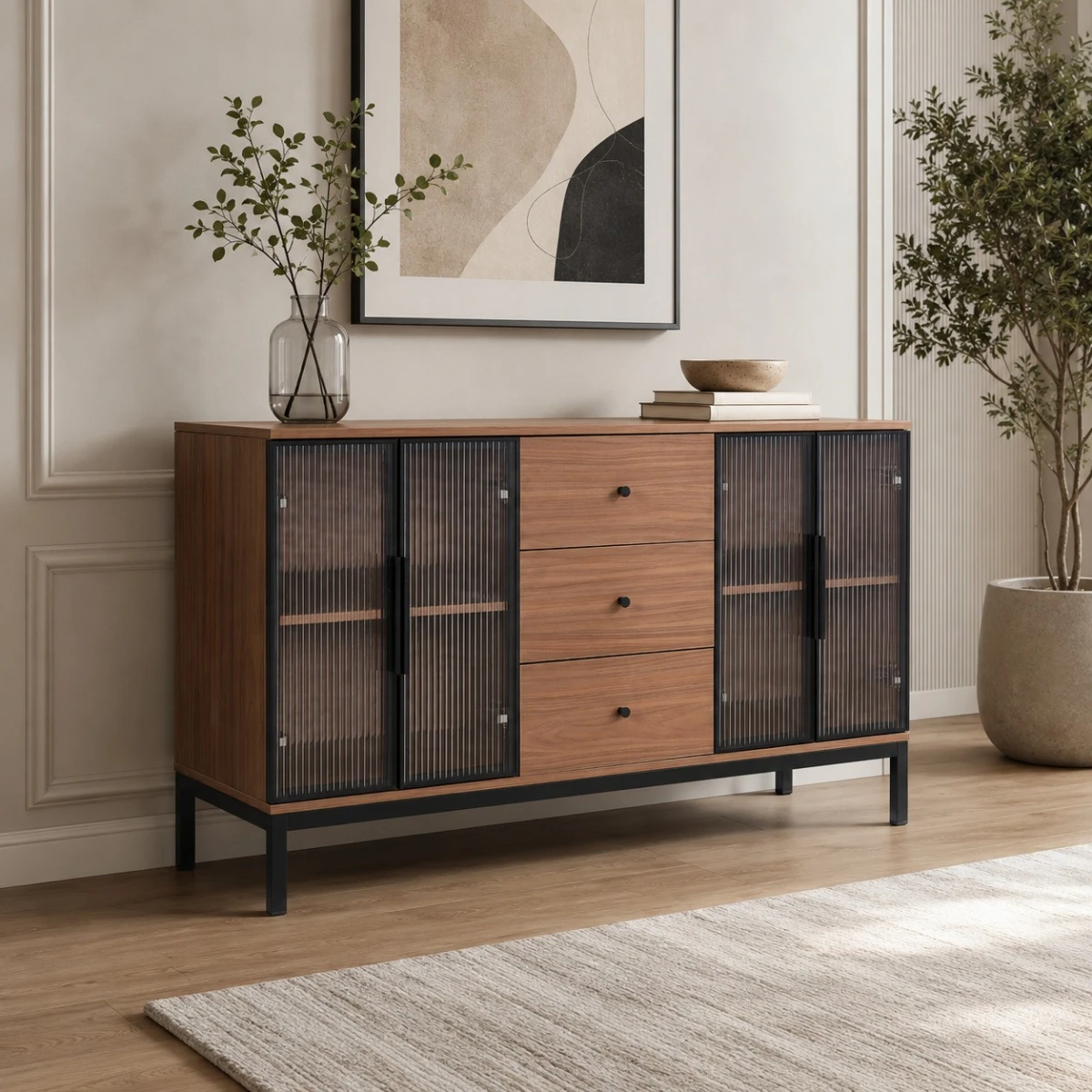 دولاب بوفيه 140 سم Y-001 BROWN