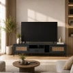 طاولة تلفاز خشب ماليزي 200 سم رمادي غامق TV-040