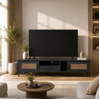 طاولة تلفاز خشب ماليزي 200 سم رمادي غامق TV-040