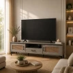 طاولة تلفاز خشب ماليزي 140سم رمادي TV-040