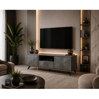 طاولة تلفاز خشب ماليزي 140سم رمادي TV-14