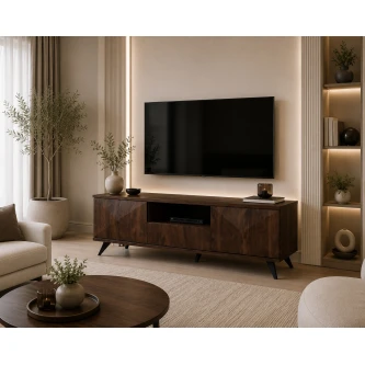 طاولة تلفاز خشب ماليزي 140سم بني TV-14