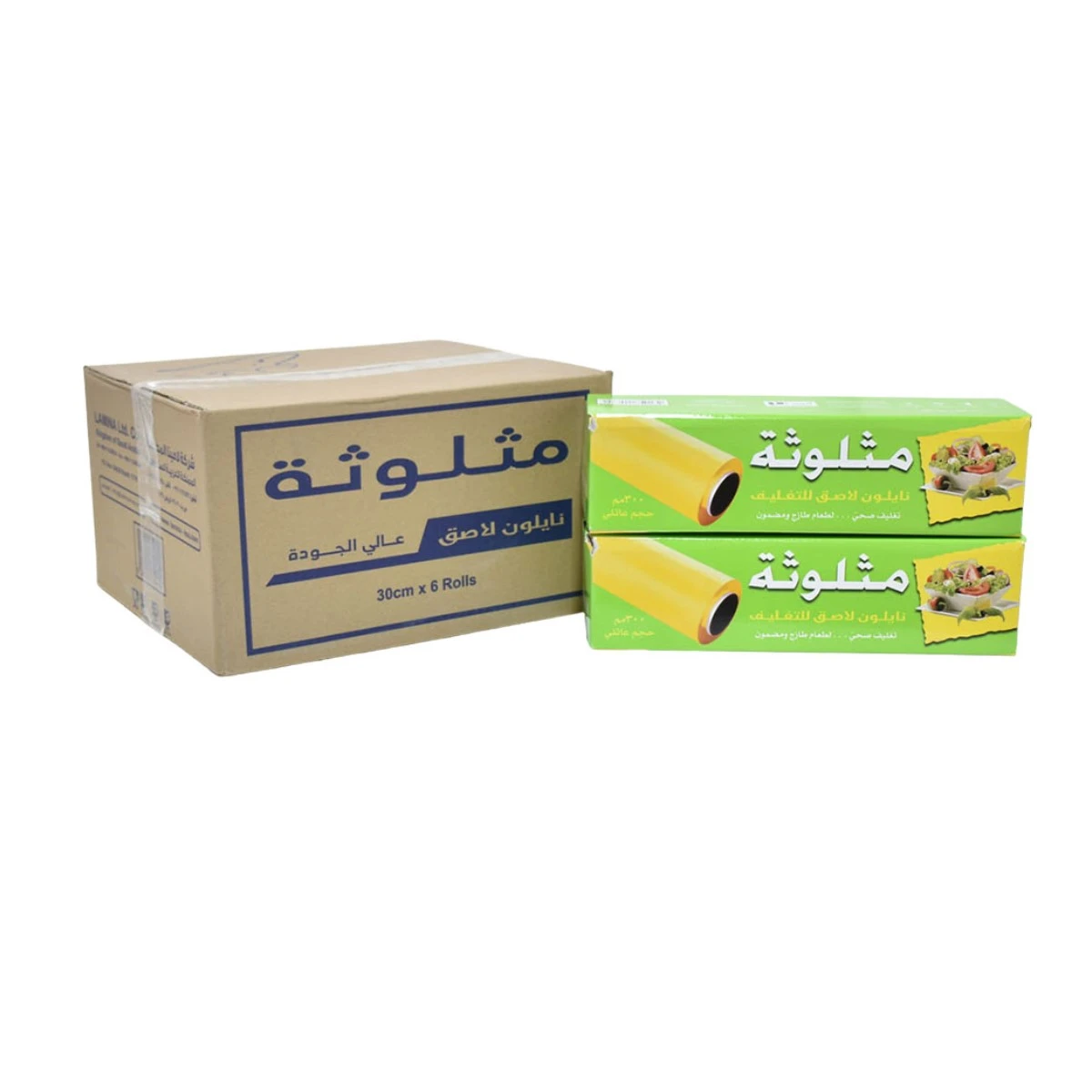 كرتون نايلون تغليف شفاف مثلوثة 30 سم × 200 متر - 6 قطعة