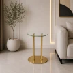 طاولة خدمة زجاج بيضاوي ذهبي 35 × 24 × 55 سم OG-15
