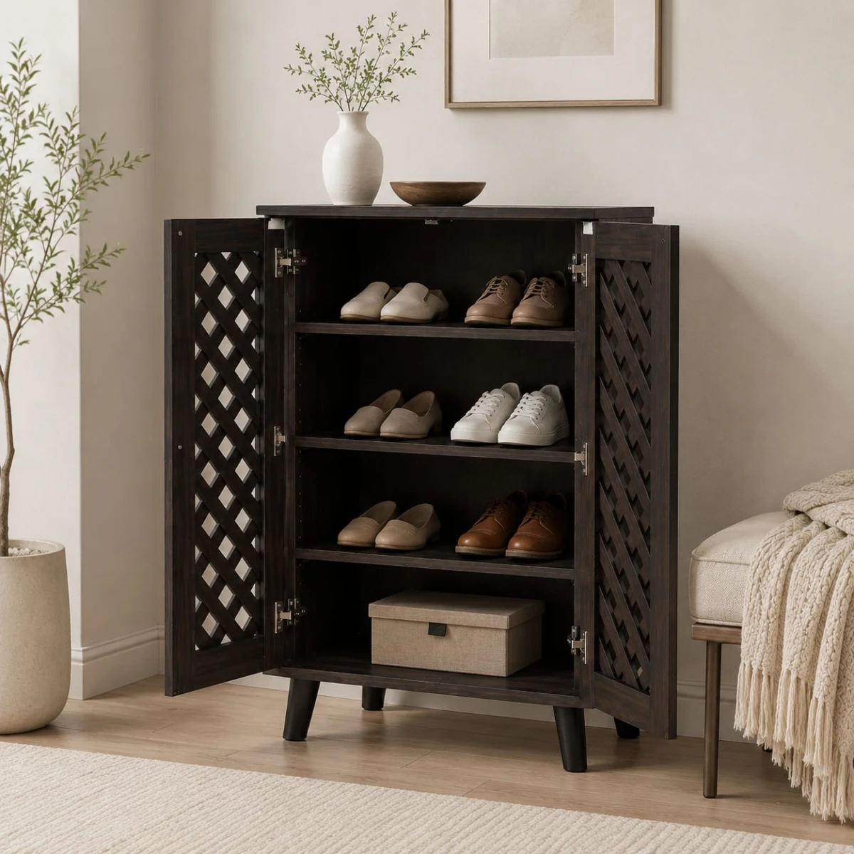 دولاب جزمه ماليزي 2باب SC-652 WALNUT