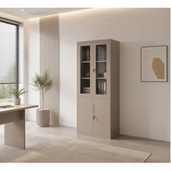 دولاب مكتبي حديد مقاس 185*85 OW-005 BEIGE
