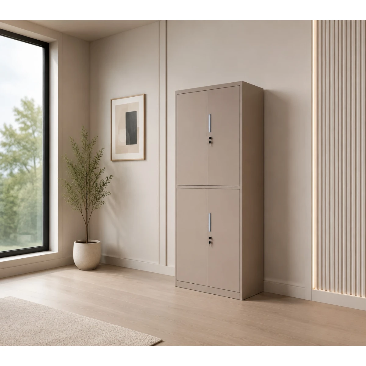 دولاب مكتبي حديد مقاس 185*85 OW-009 BEIGE