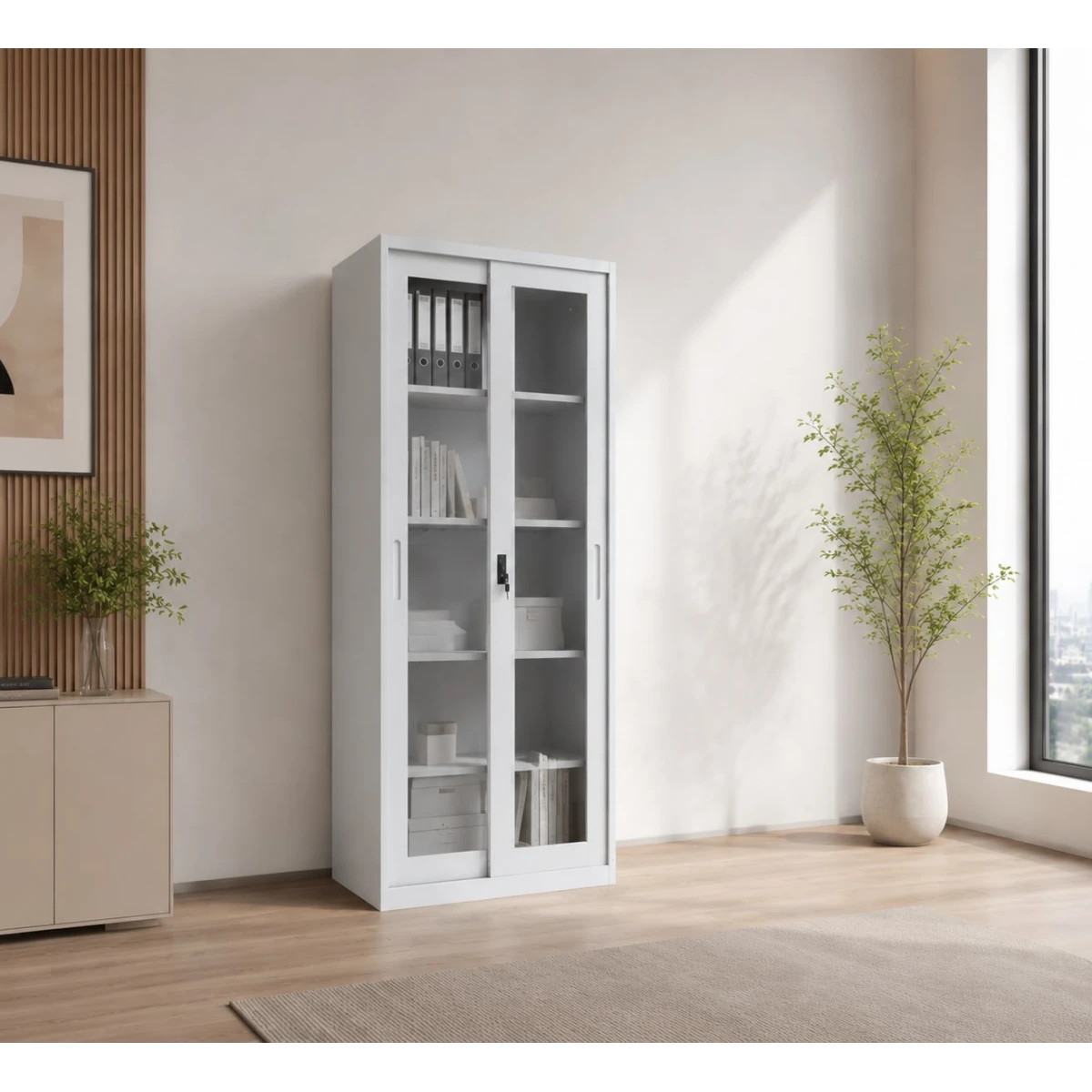 دولاب مكتبي حديد مقاس 185*85 OW-002 GREY