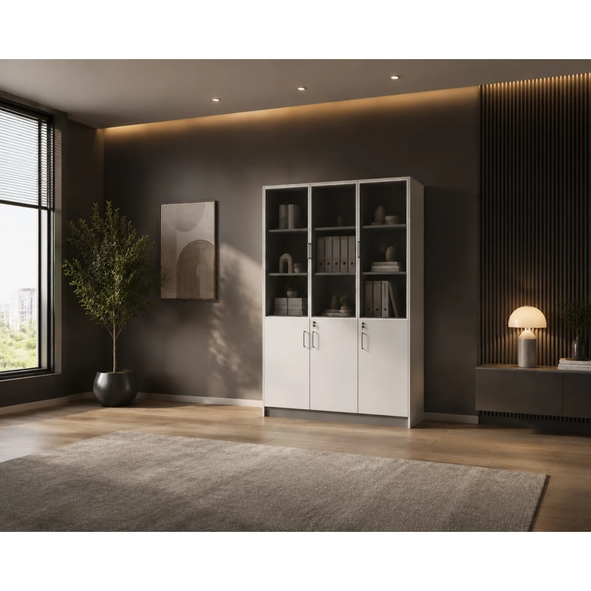 دولاب ملفات 3باب OW-11 WHITE&GREY