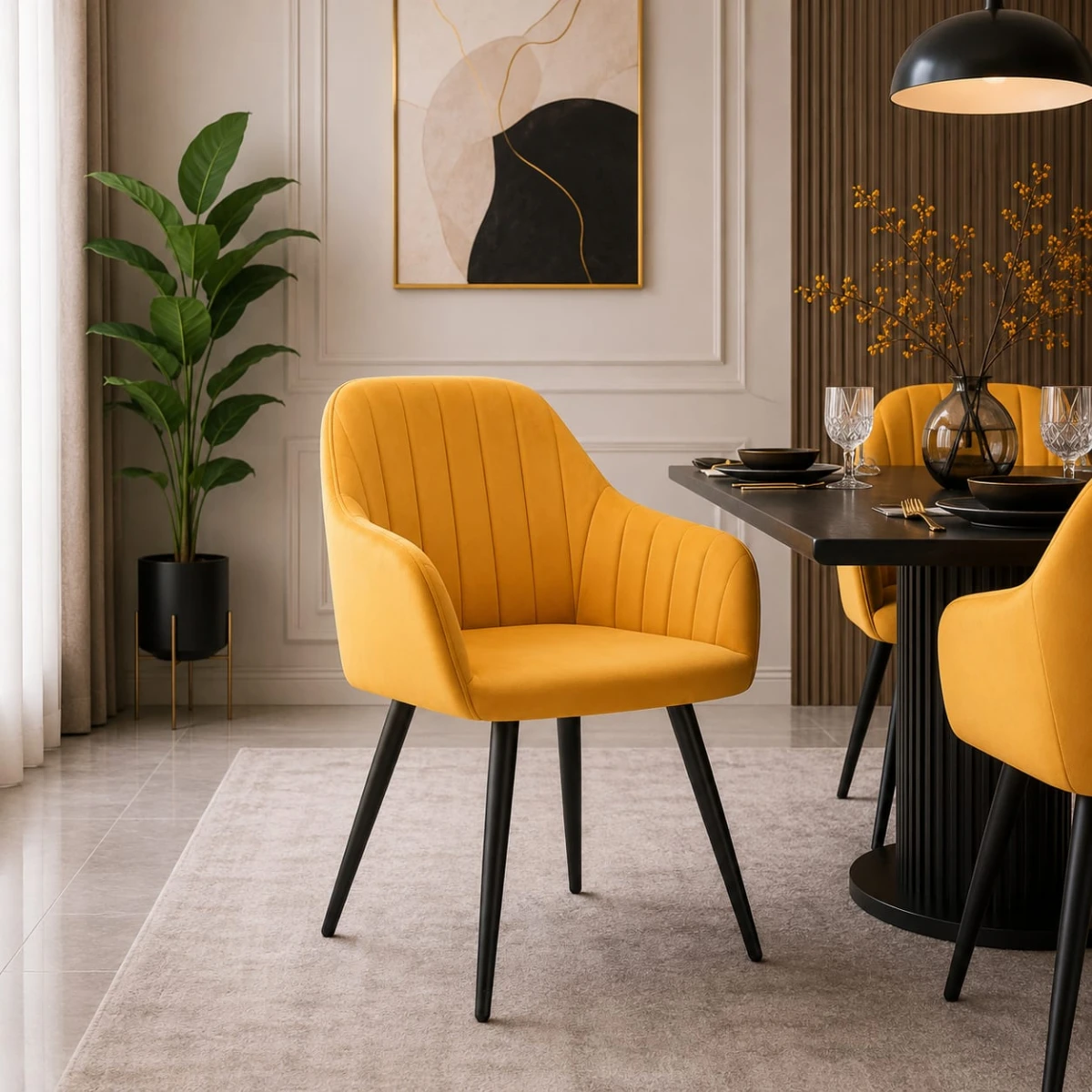 كرسي مفرد مخمل GDC512-1 DARK YELLOW