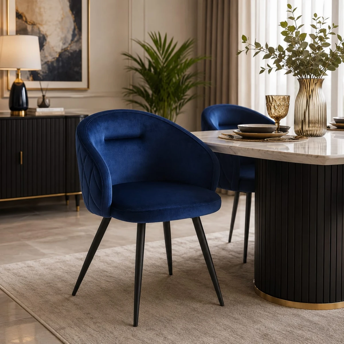 كرسي مفرد مخمل C-001 DARK BLUE