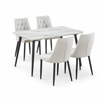 طاولة طعام بديل رخام 4 كرسي M-020 WHITE