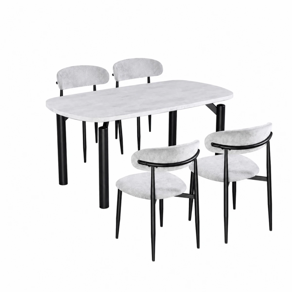 طاولة طعام رخام 4 كرسي M-025 GREY/GREY