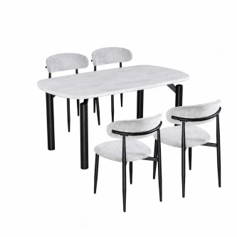 طاولة طعام رخام 4 كرسي M-025 GREY/GREY