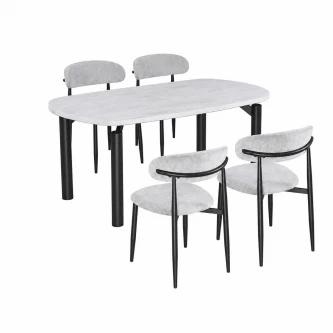 طاولة طعام بديل رخام 4 كرسي M-026 GREY/GREY