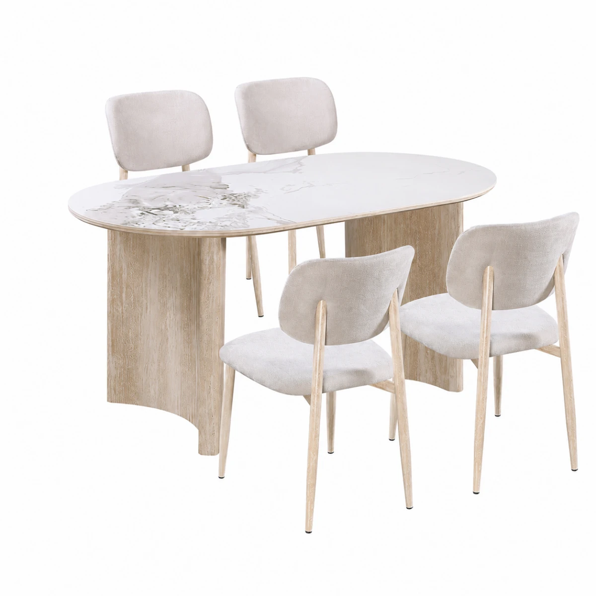 طاولة طعام سيراميك 4 كرسي M-031 WHITE/YELLOW