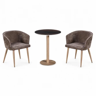 طقم كرسيين و طاولة 1+2 TS-01 BROWN/WOOD