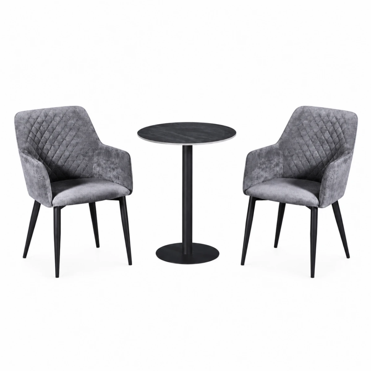 طقم كرسيين و طاولة 1+2 TS-02 GREY/BLACK