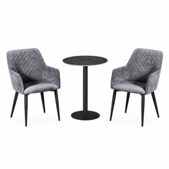 طقم كرسيين و طاولة 1+2 TS-02 GREY/BLACK