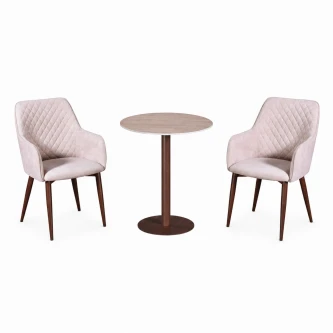 طقم كرسيين و طاولة 1+2 TS-02 WOOD/BROWN